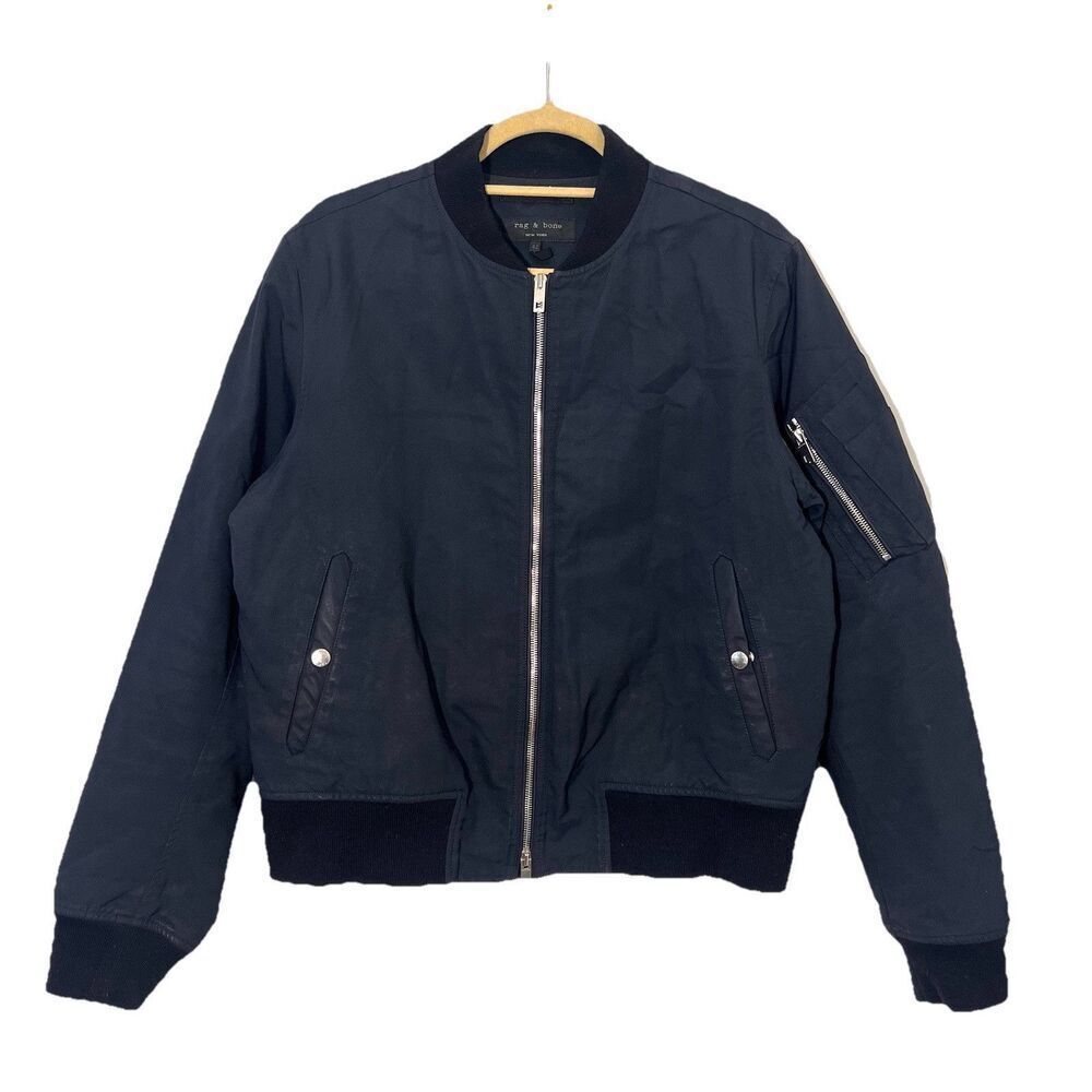 Rag & Bone Bomber Jacket Mens 42/L M1-A Military Style Blue Full Zip